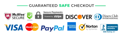 Guaranteed Safe Checkout - McAfee Secure, Stripe, Visa, Mastercard, PayPal, American Express, Norton, BBB Accredited